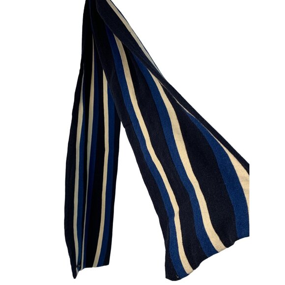 Banana Republic Stripe Wool Scarf Navy White Winter Accessory 70" x 9" 7338 - Picture 3 of 6